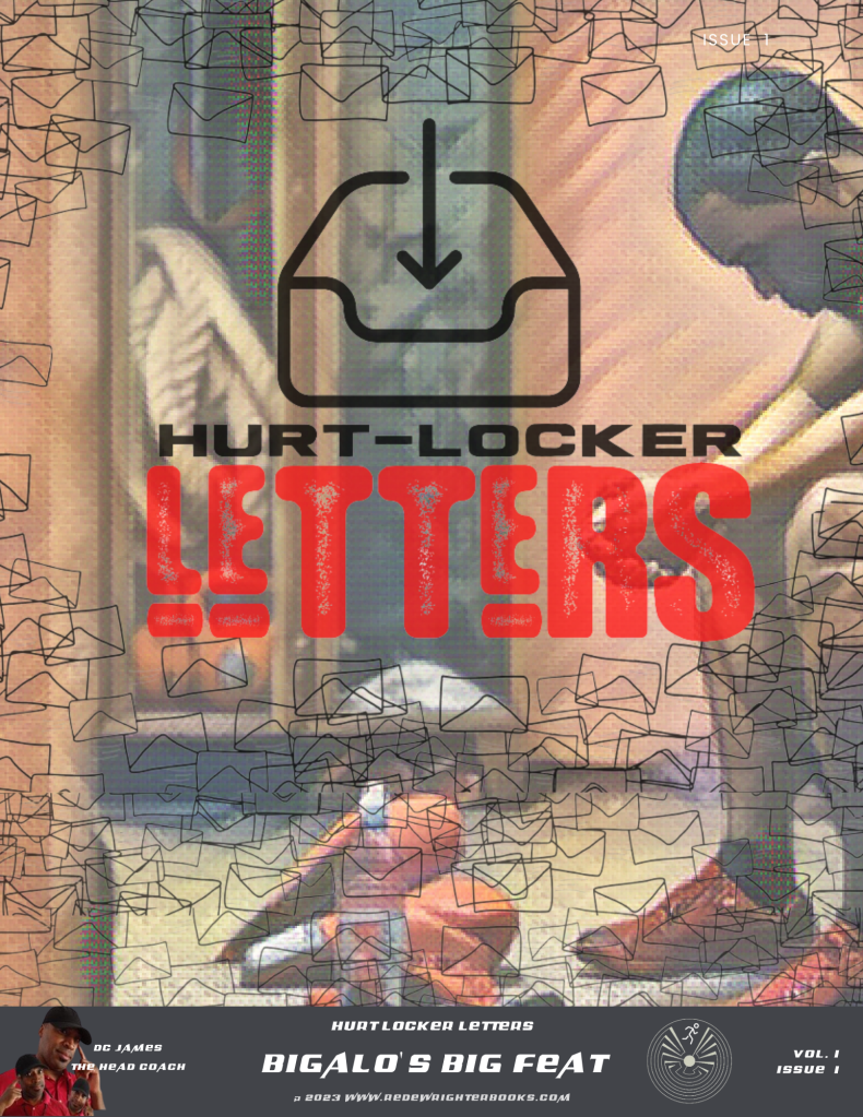 Boxer named Bigalo Jeffries sitting down on a bench in a locker room before a fighting match: Cover Page of The Hurt Locker Letters Vol. Issue 1